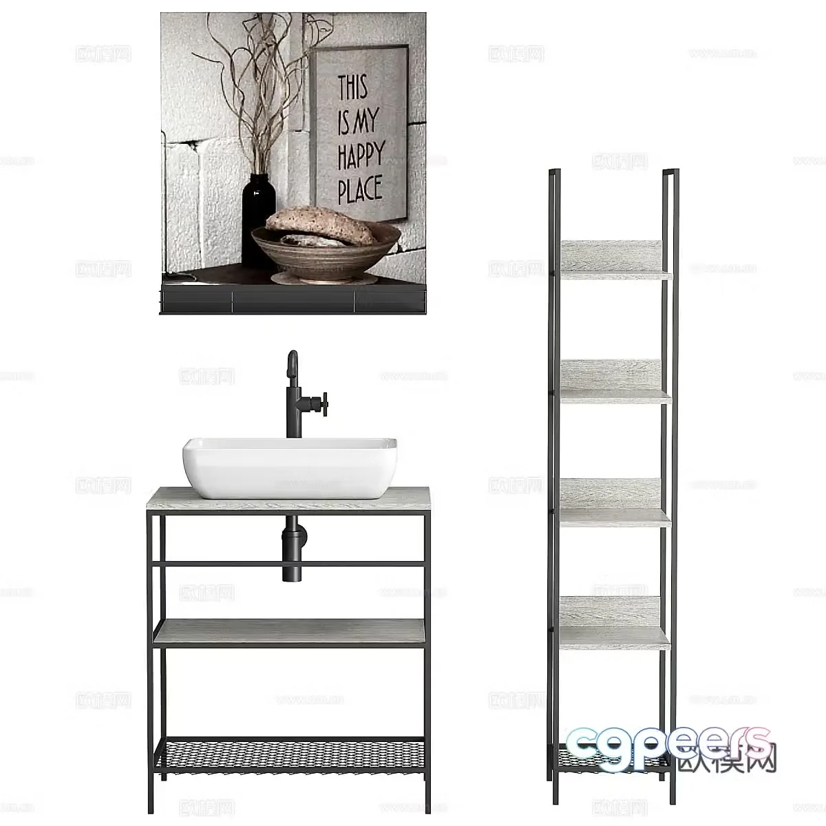 Modern Italian minimalist bathroom cabinet 3d model