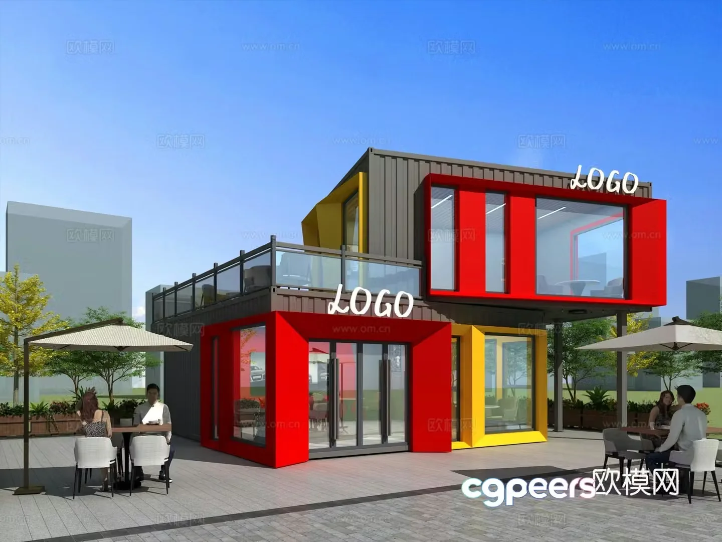 Container renovation characteristic marketing store outside 3D model