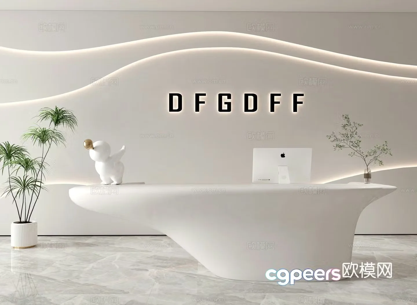 Modern simple front desk Company front desk Bar front desk Beauty salon front desk Special shape front desk Service 3D model