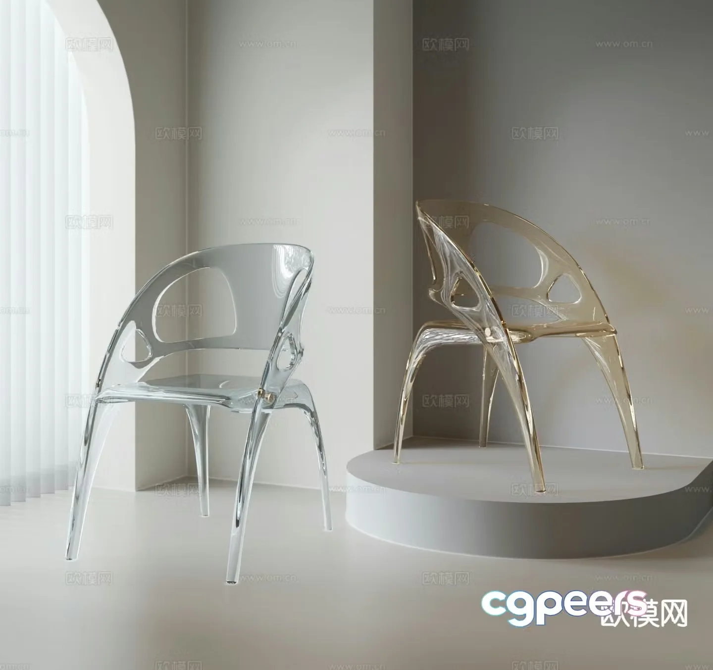 Modern acrylic side chair 3d model