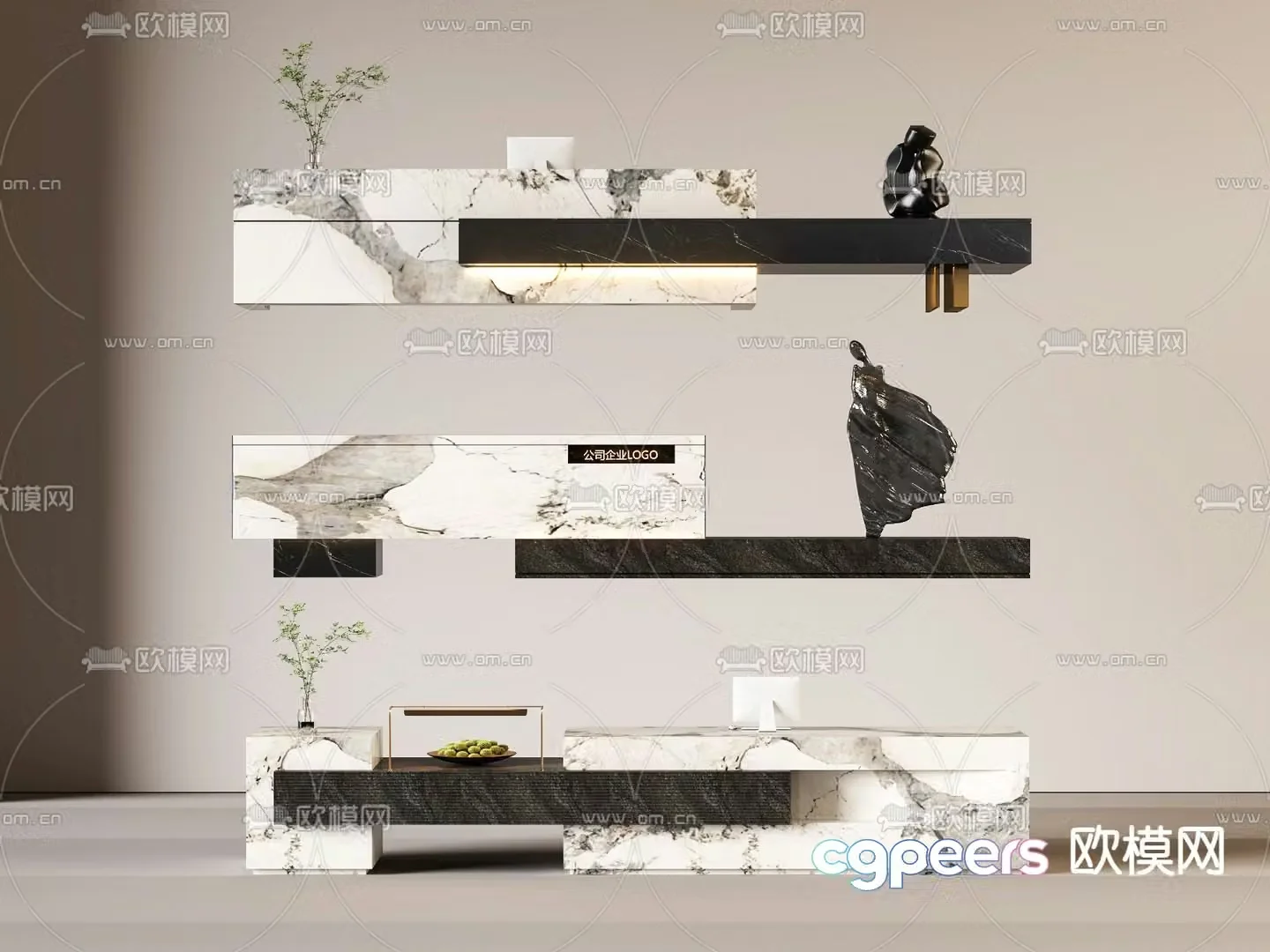 Front desk reception desk service desk information desk 3d model