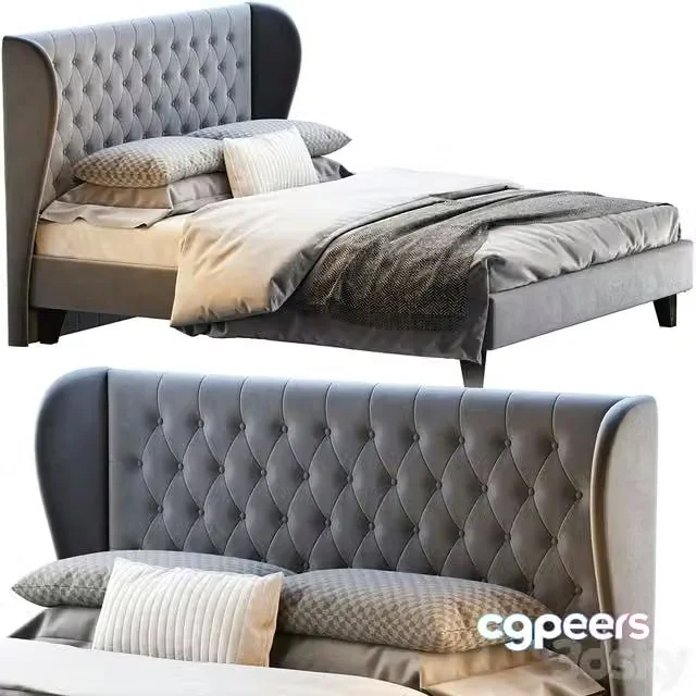 3ds Max Free – Double bed Vienso 160 Barhat Gray from Divanru