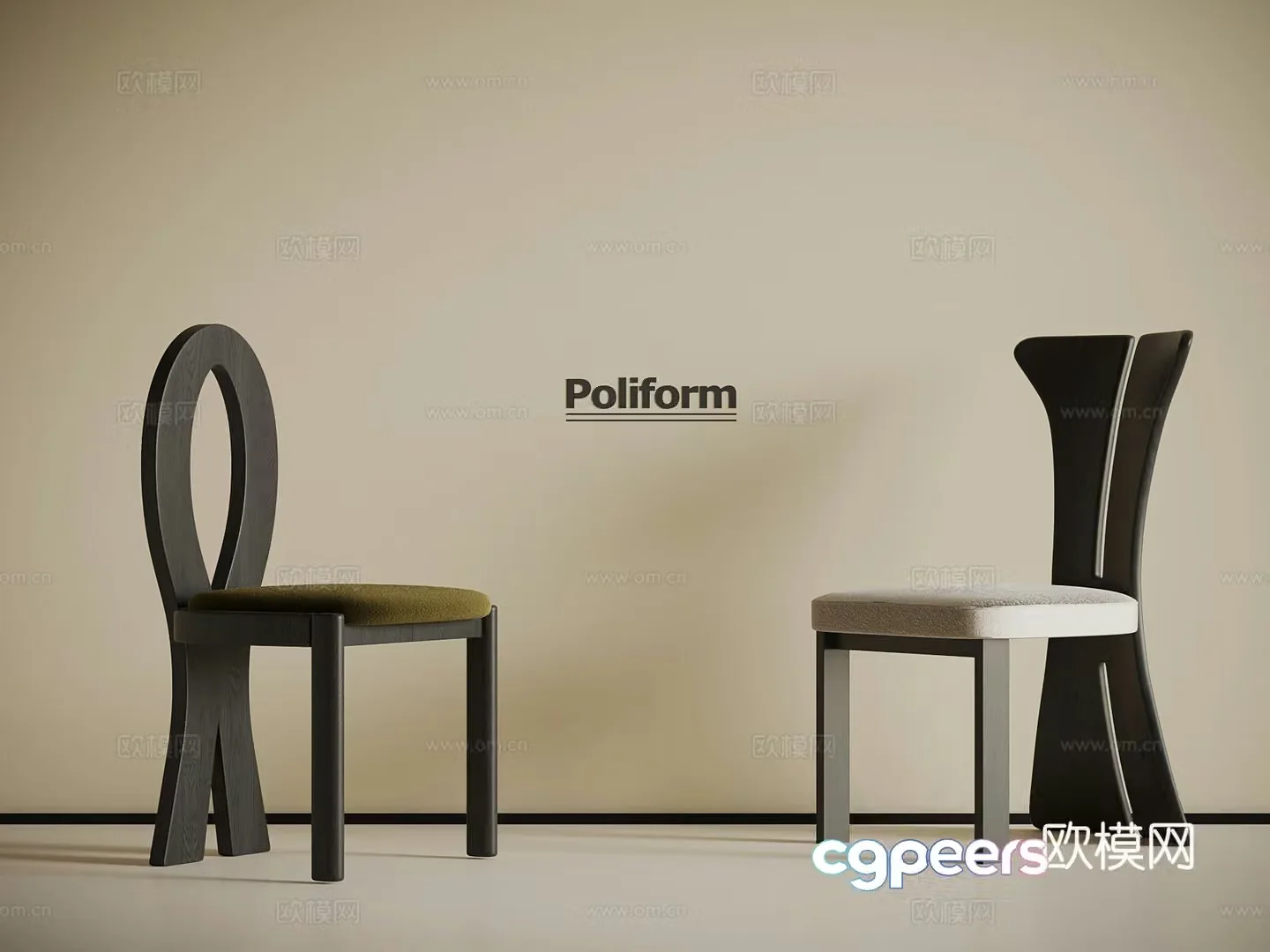 French dining chair single chair leisure chair 3d model
