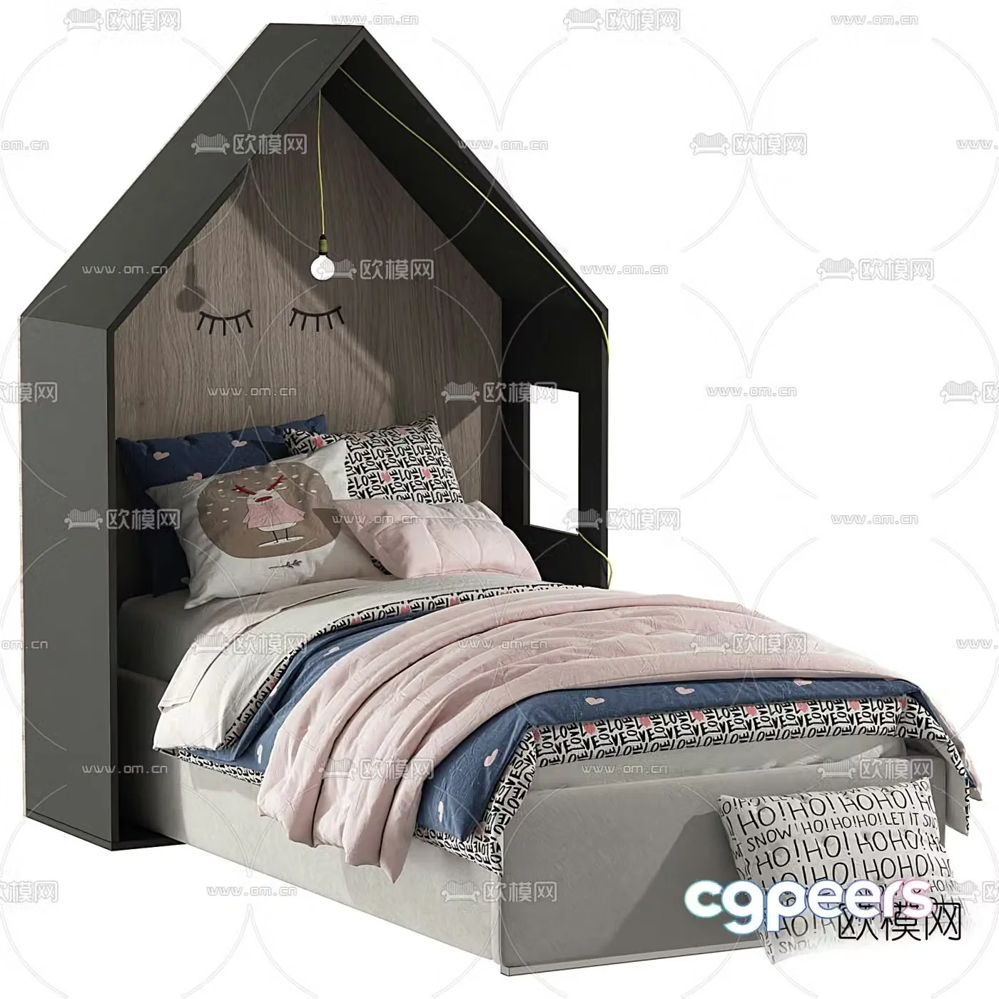 Nordic fabric children’s bed 3D model