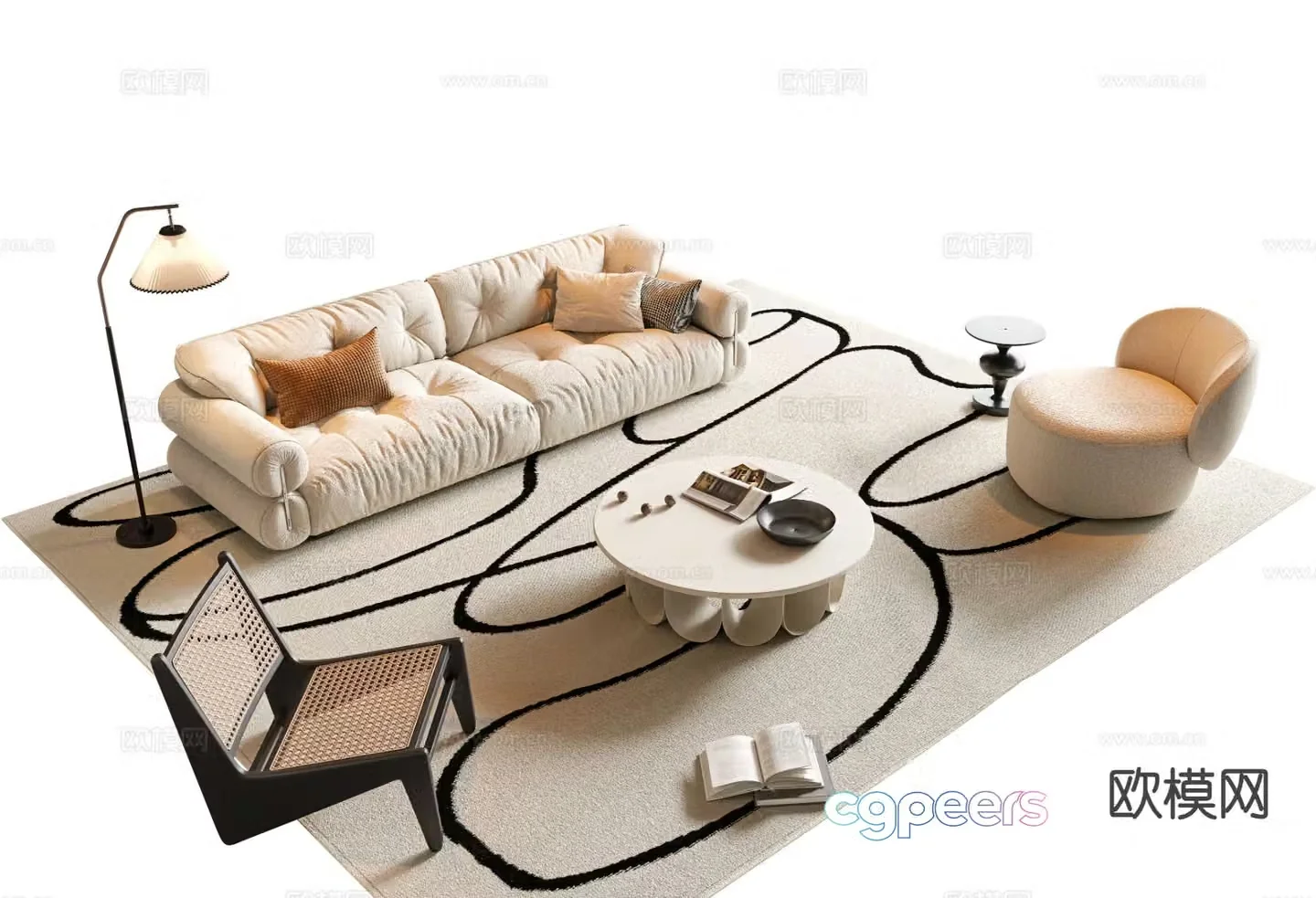 Wabi-sabi style sofa modular sofa 3d model