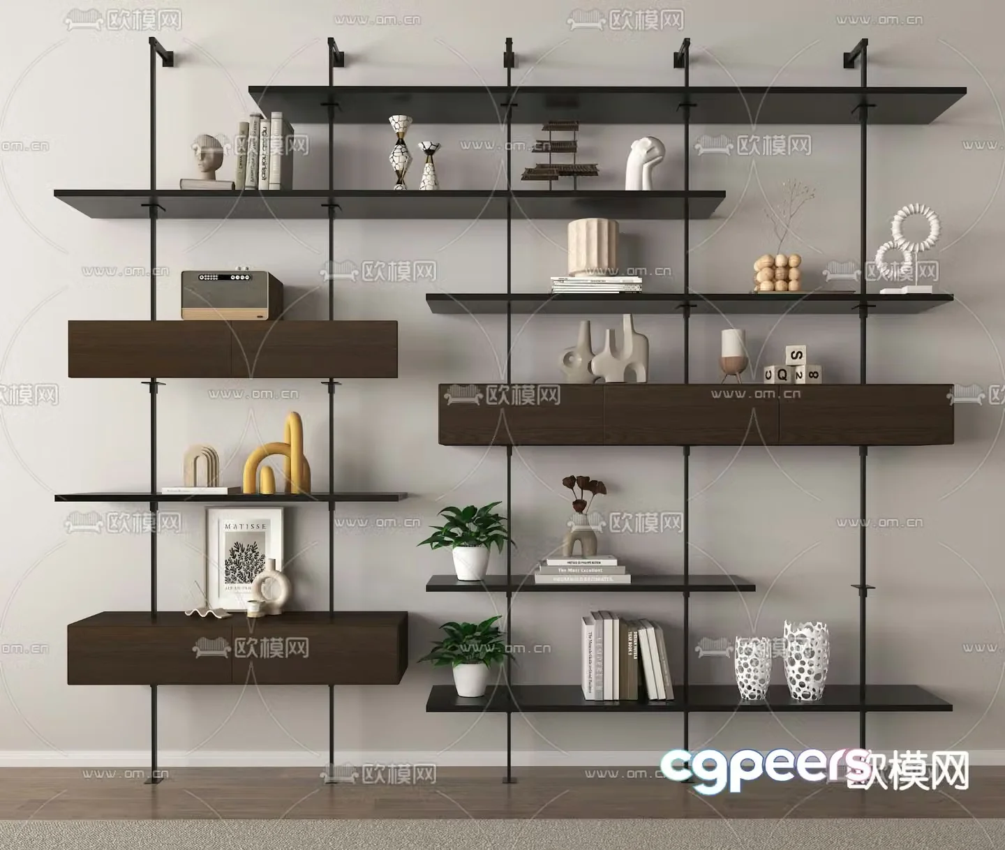 Modern storage rack stainless steel bookshelf 3d model