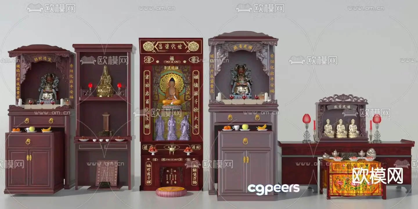 Buddhist niche cabinet ancestral hall cabinet shrine 3D model