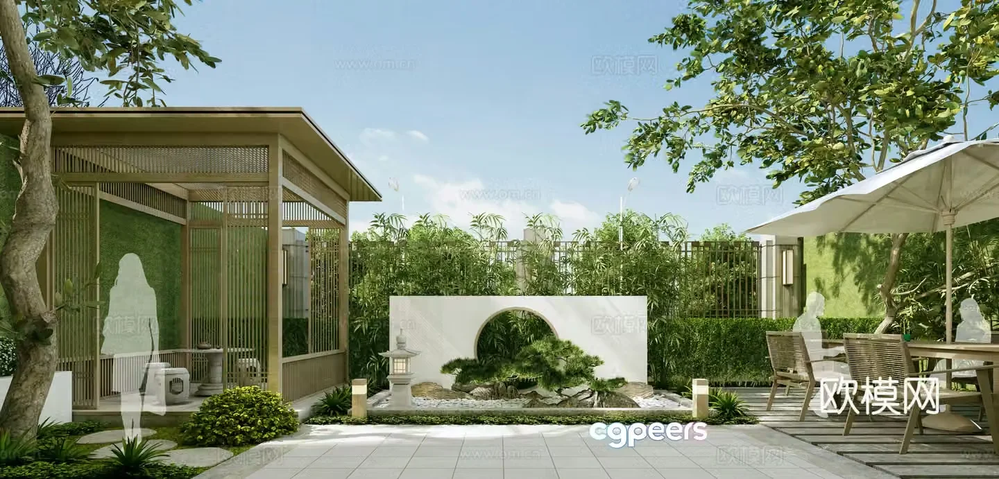 New Chinese style courtyard garden landscape 3d model