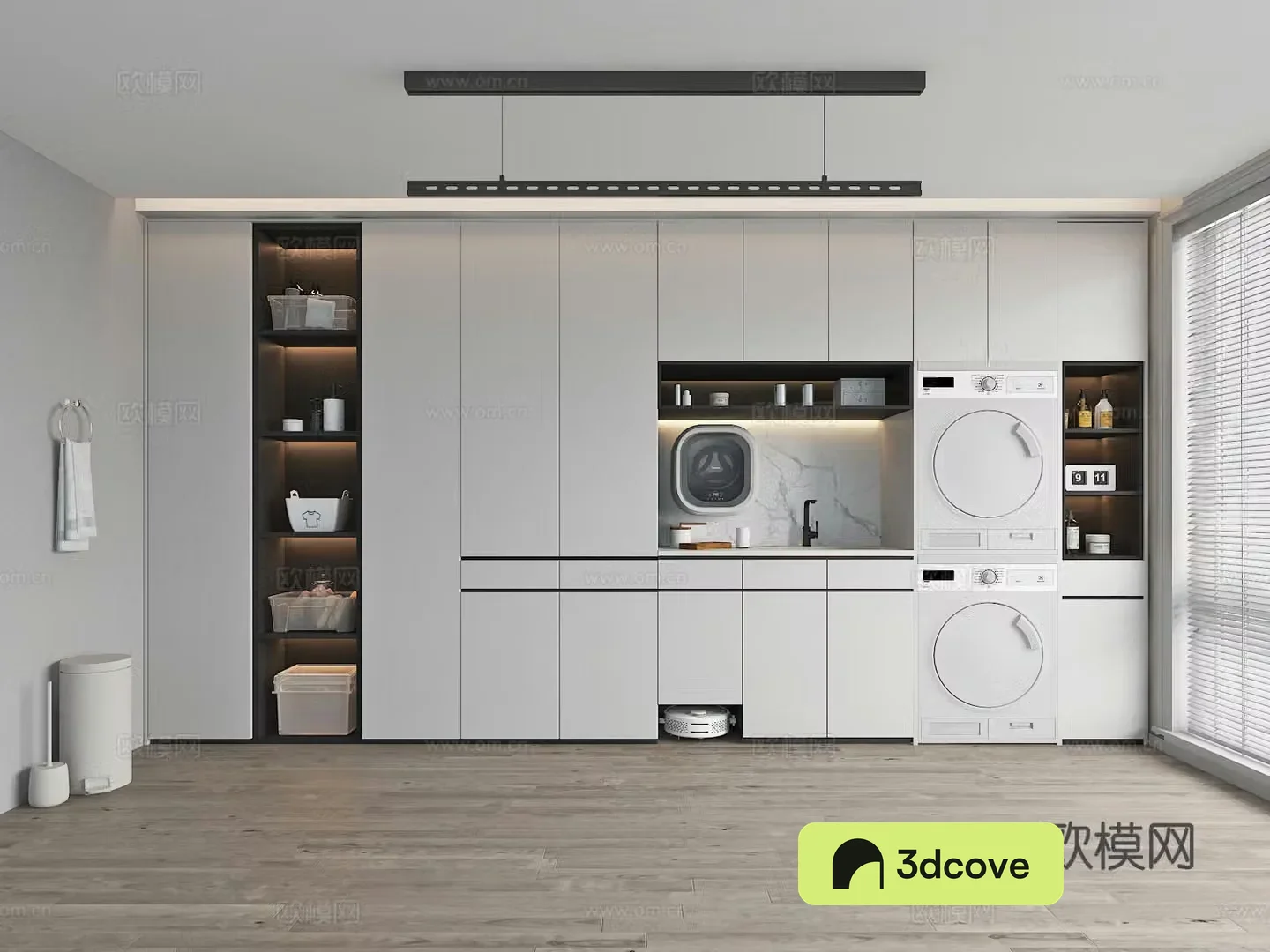 Modern laundry room balcony washing machine cabinet