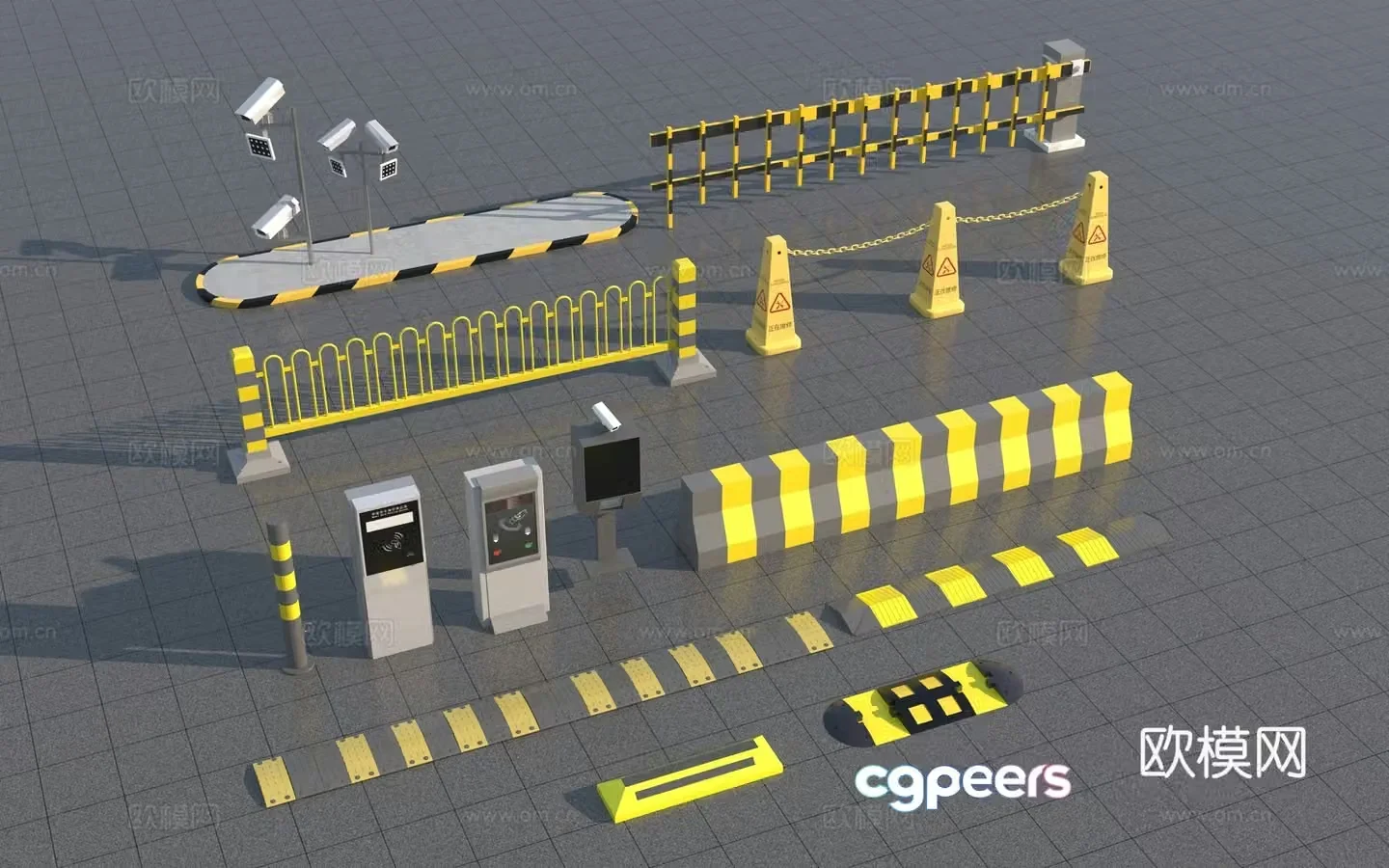 Traffic accessories_speed bumps_car blockers_roadblocking facilities_traffic gate 3D model