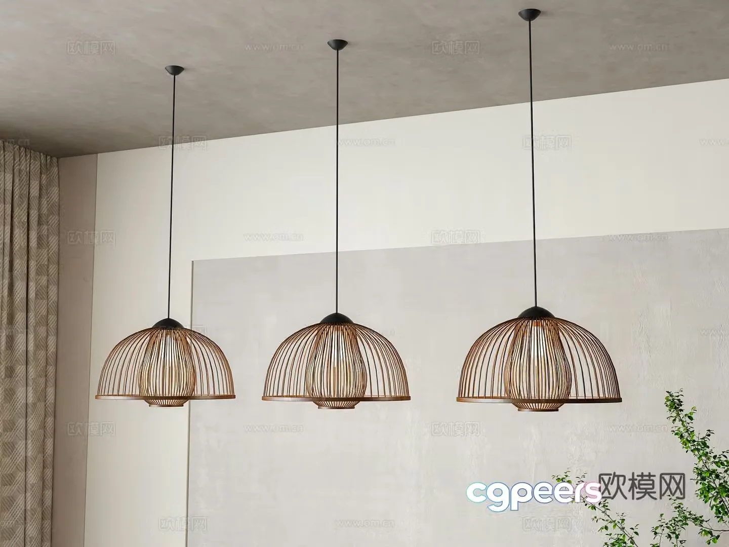 Wabi-sabi style chandelier 3d model
