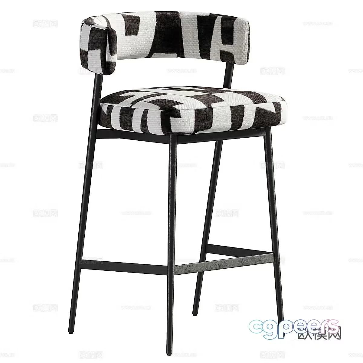 Modern Italian fabric metal bar chair 3d model
