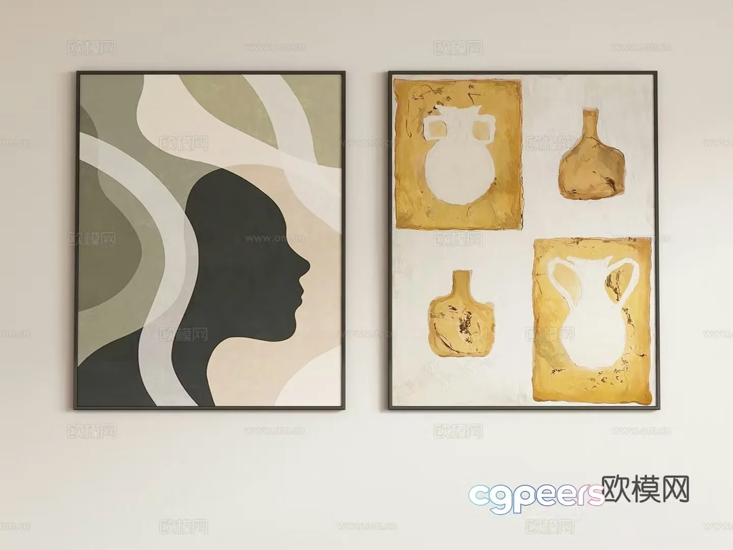 Modern abstract painting decorative painting hanging painting 3d model