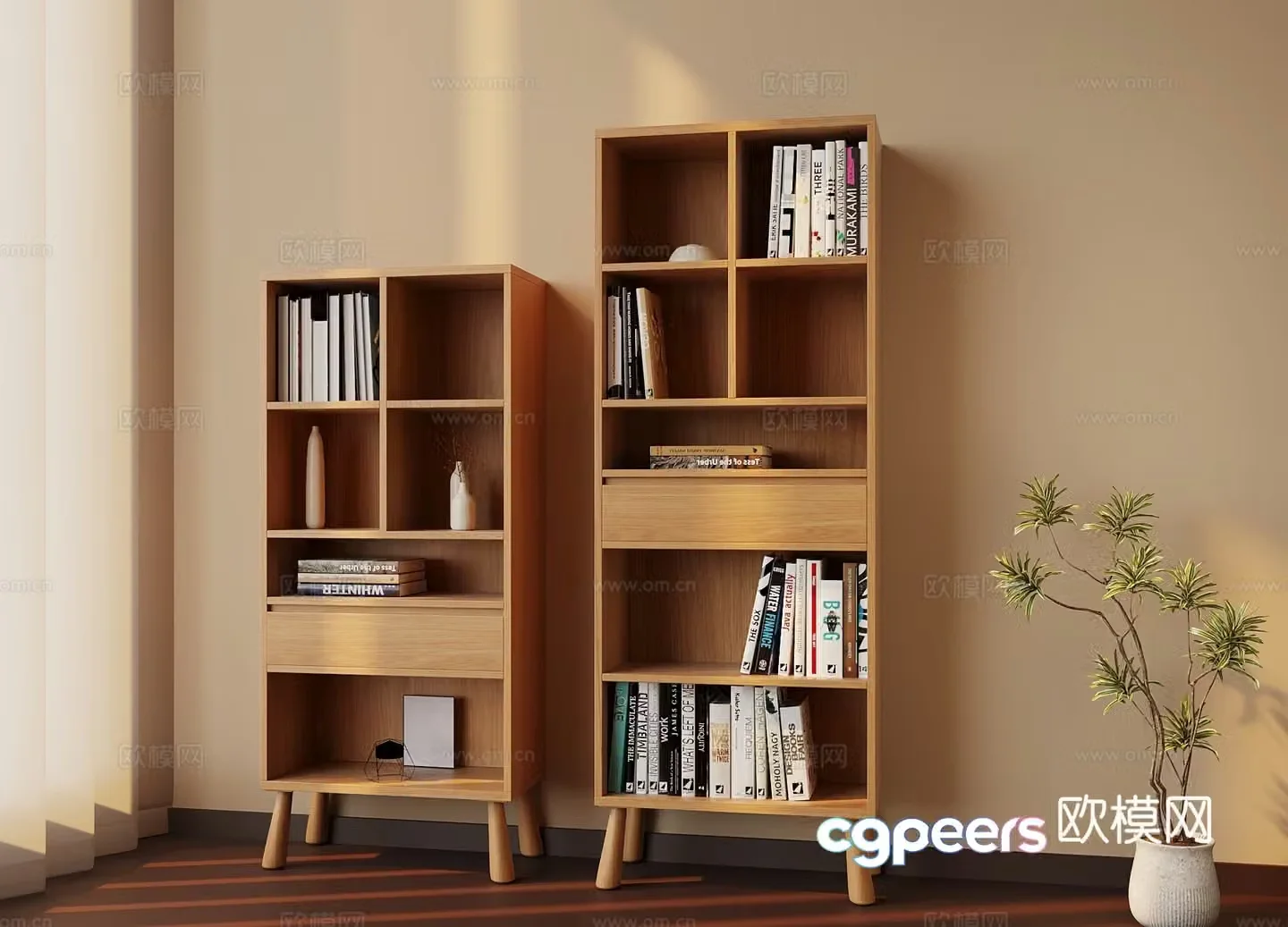 Nordic bookcase bookshelf 3d model