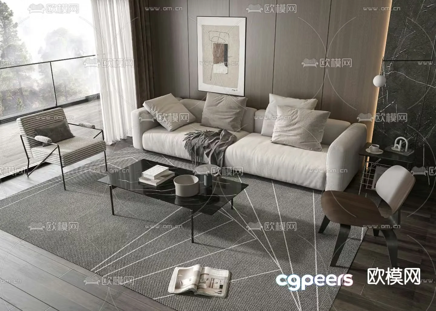 Modern sectional sofa 3d model
