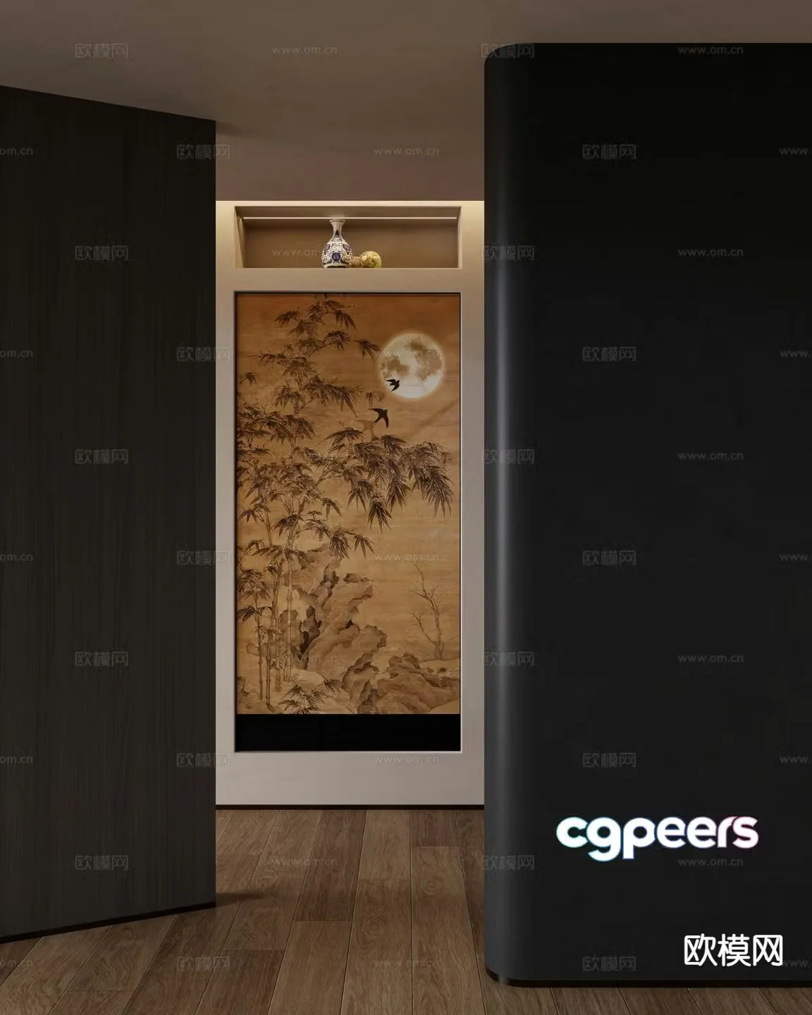 Chinese Zen hanging painting ancient painting decorative painting 3D model