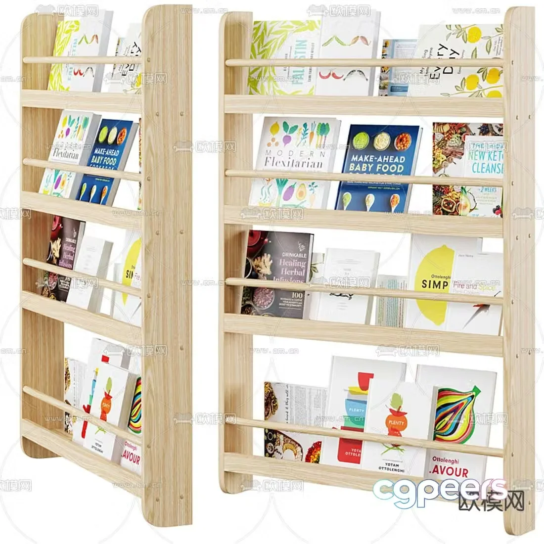 Modern children’s bookshelf 3d model