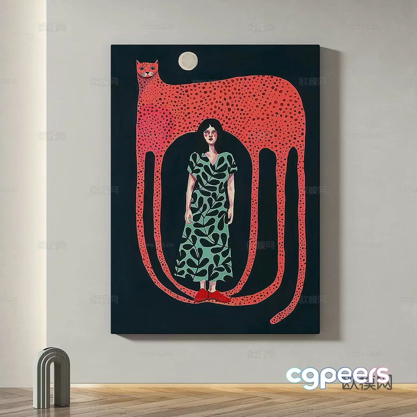 Modern simple abstract light luxury decorative painting 3d model