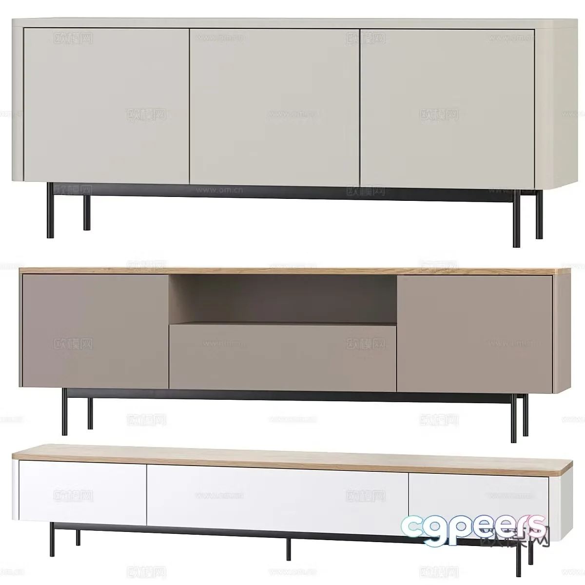 Modern Italian minimalist TV cabinet 3D model