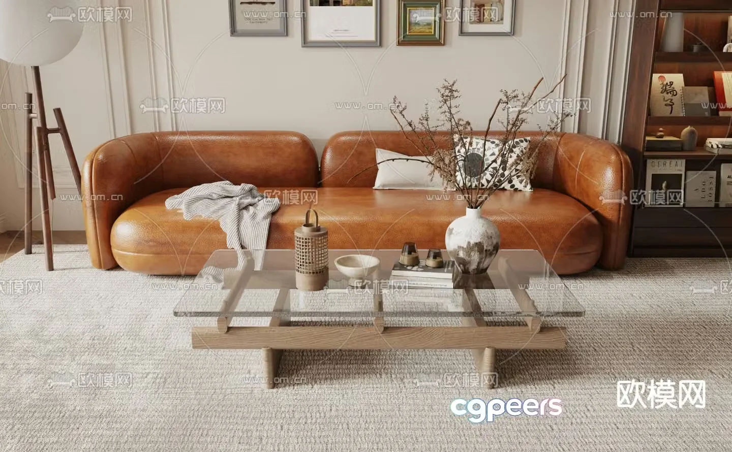 Medieval style multi-person sofa leather sofa 3d model