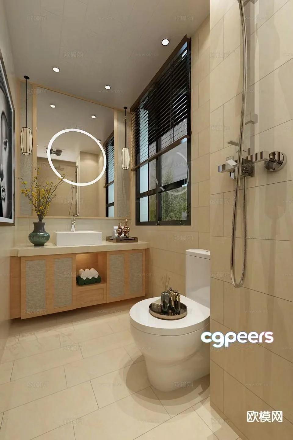 New Chinese style bathroom bathroom toilet 3d model