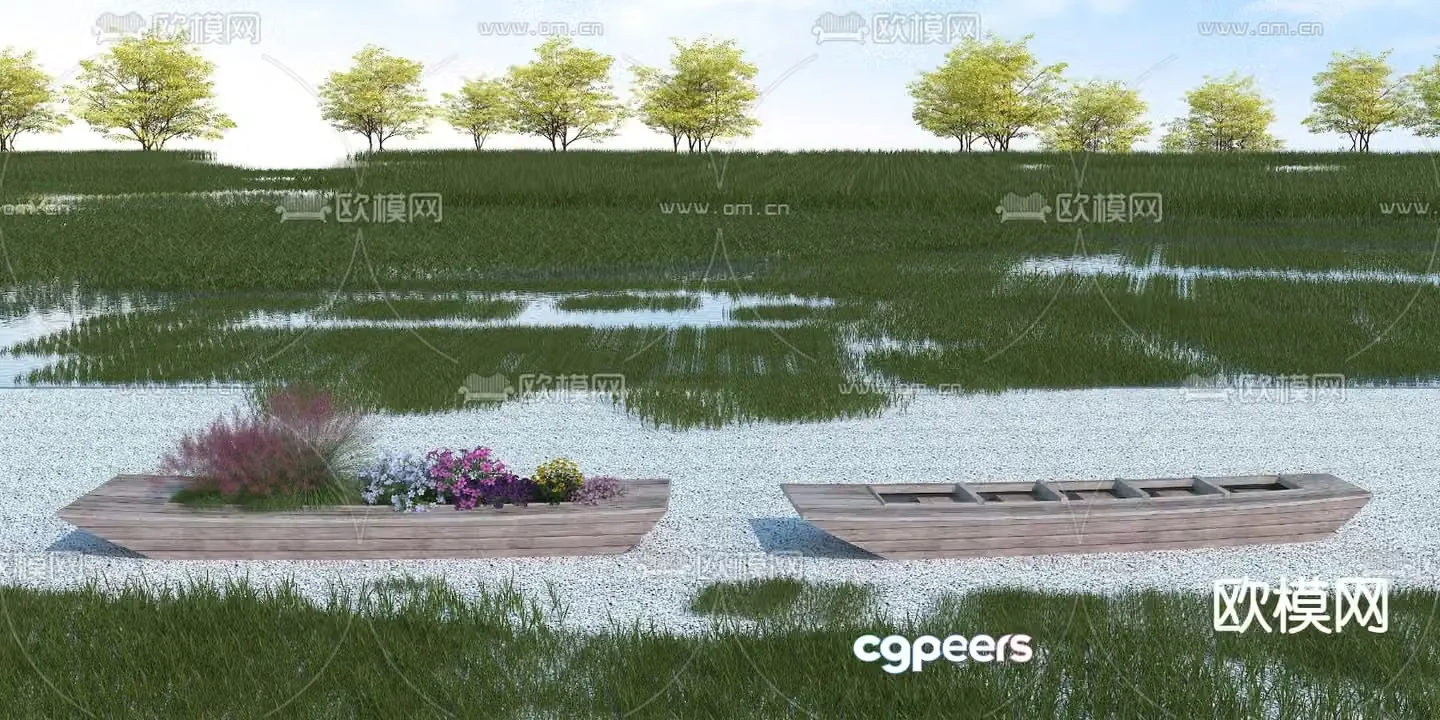 Modern wooden boat wooden boat small boat 3d model
