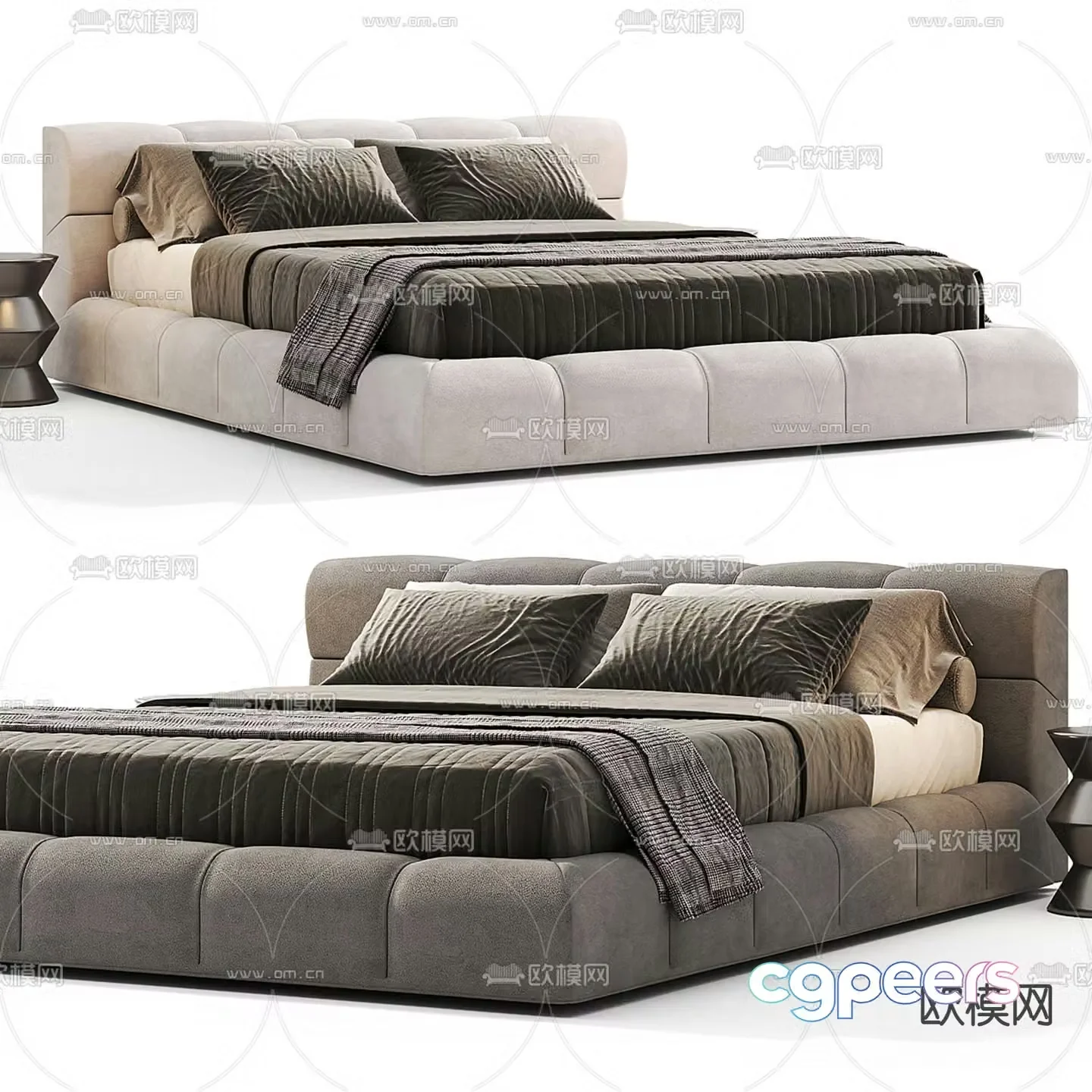 B&B Italia fabric double bed 3d model