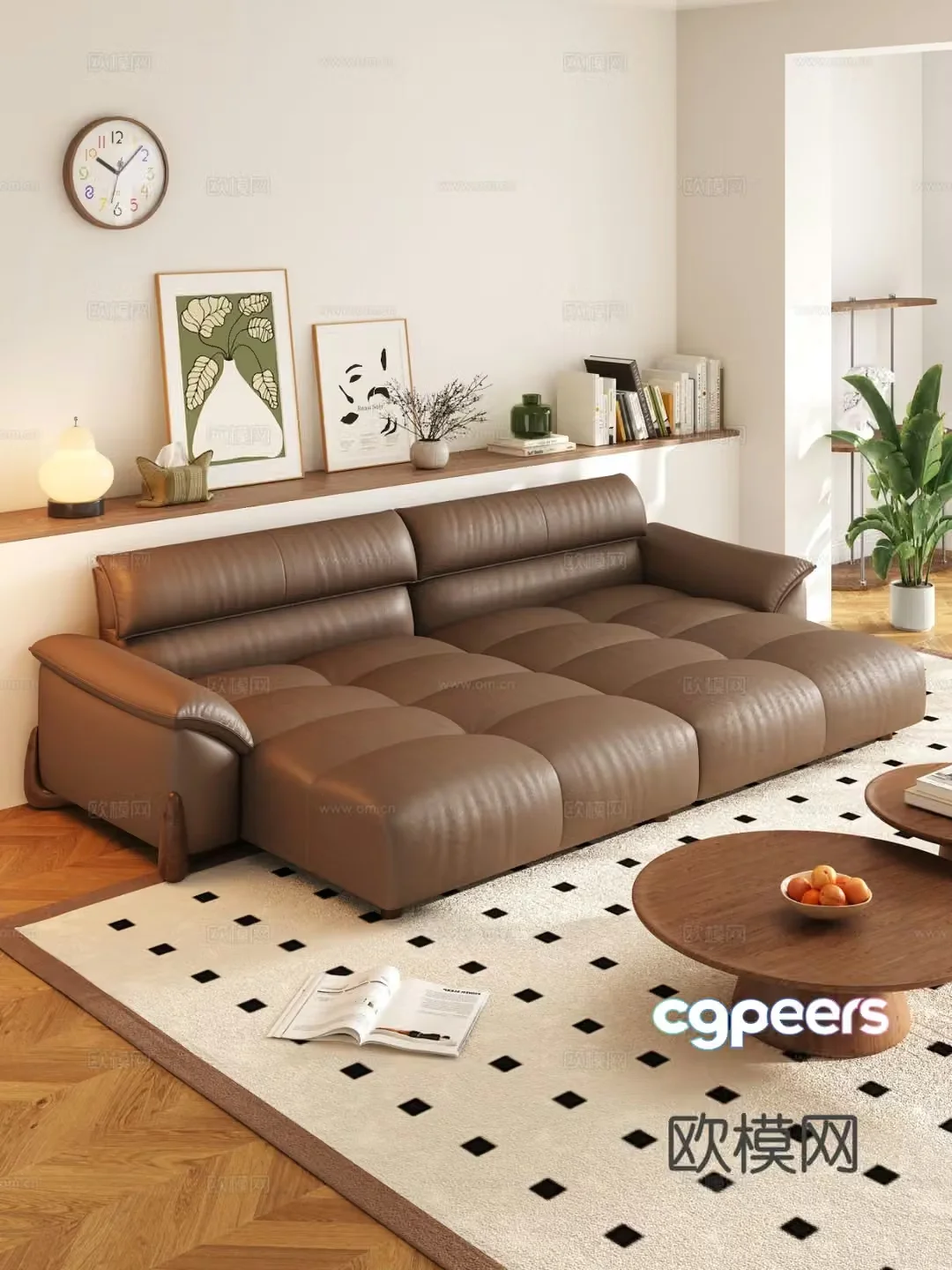 Modern double sofa functional sofa 3d model
