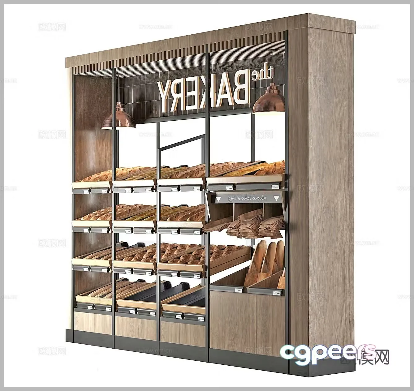 Bakery door bread bread rack bread shelf bread display rack pastry rack bread 3d model