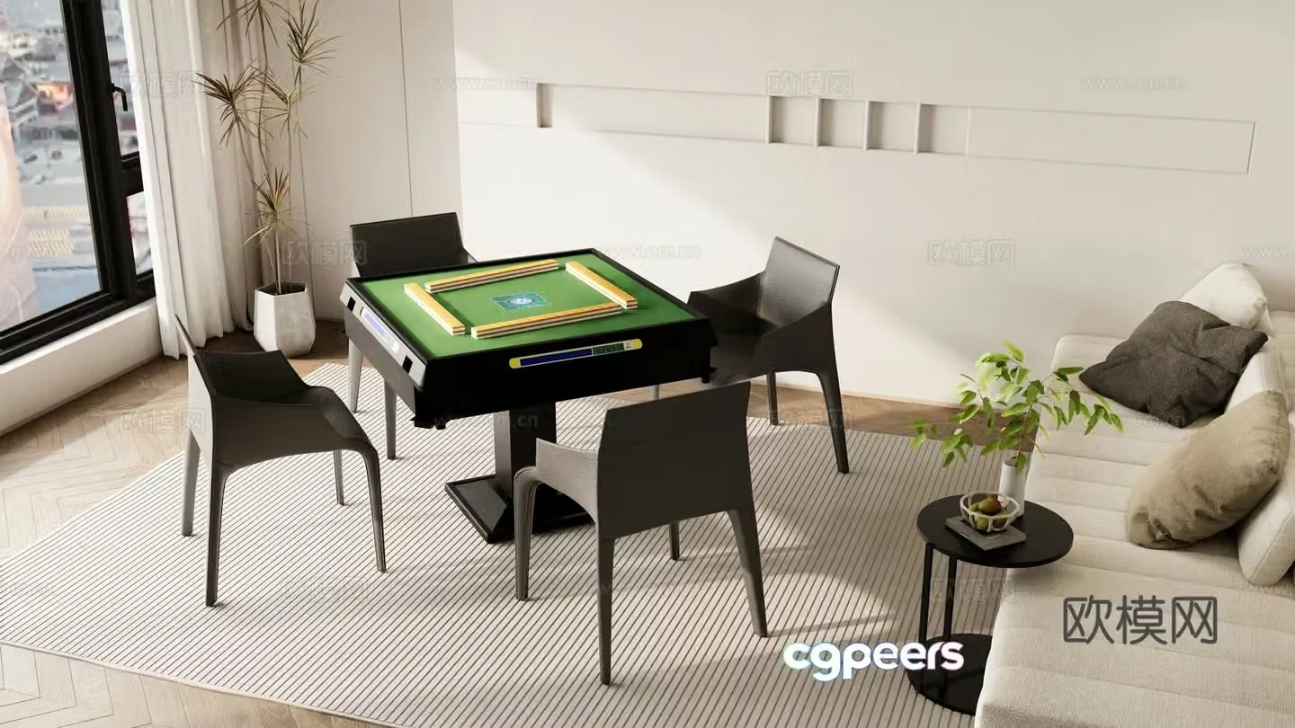 Modern mahjong tables and chairs 3d model of chess and card tables and chairs