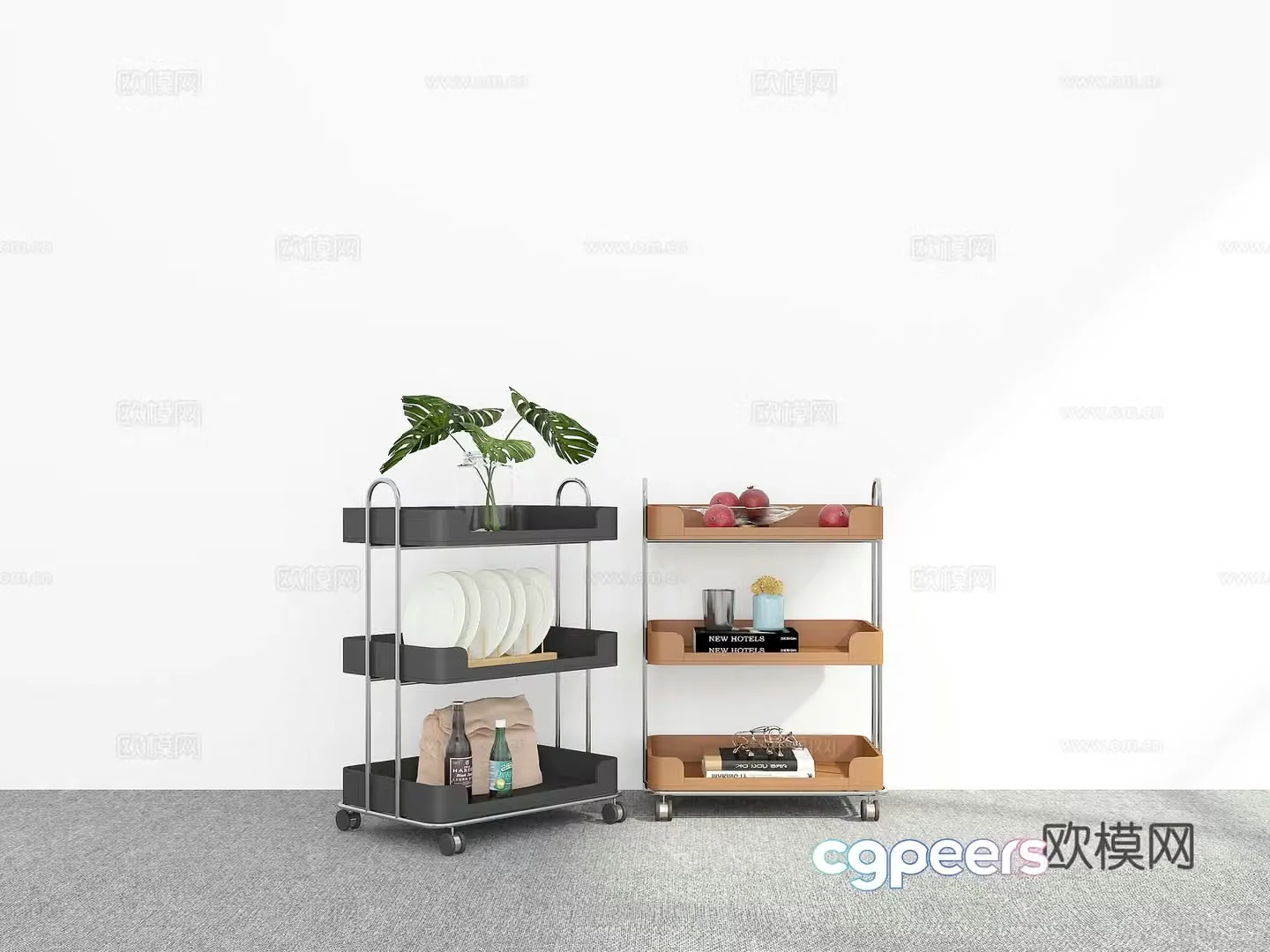 Modern trolley side table corner table 3d model
