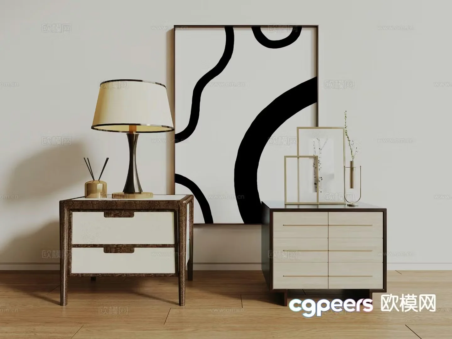 Modern bedside table 3d model