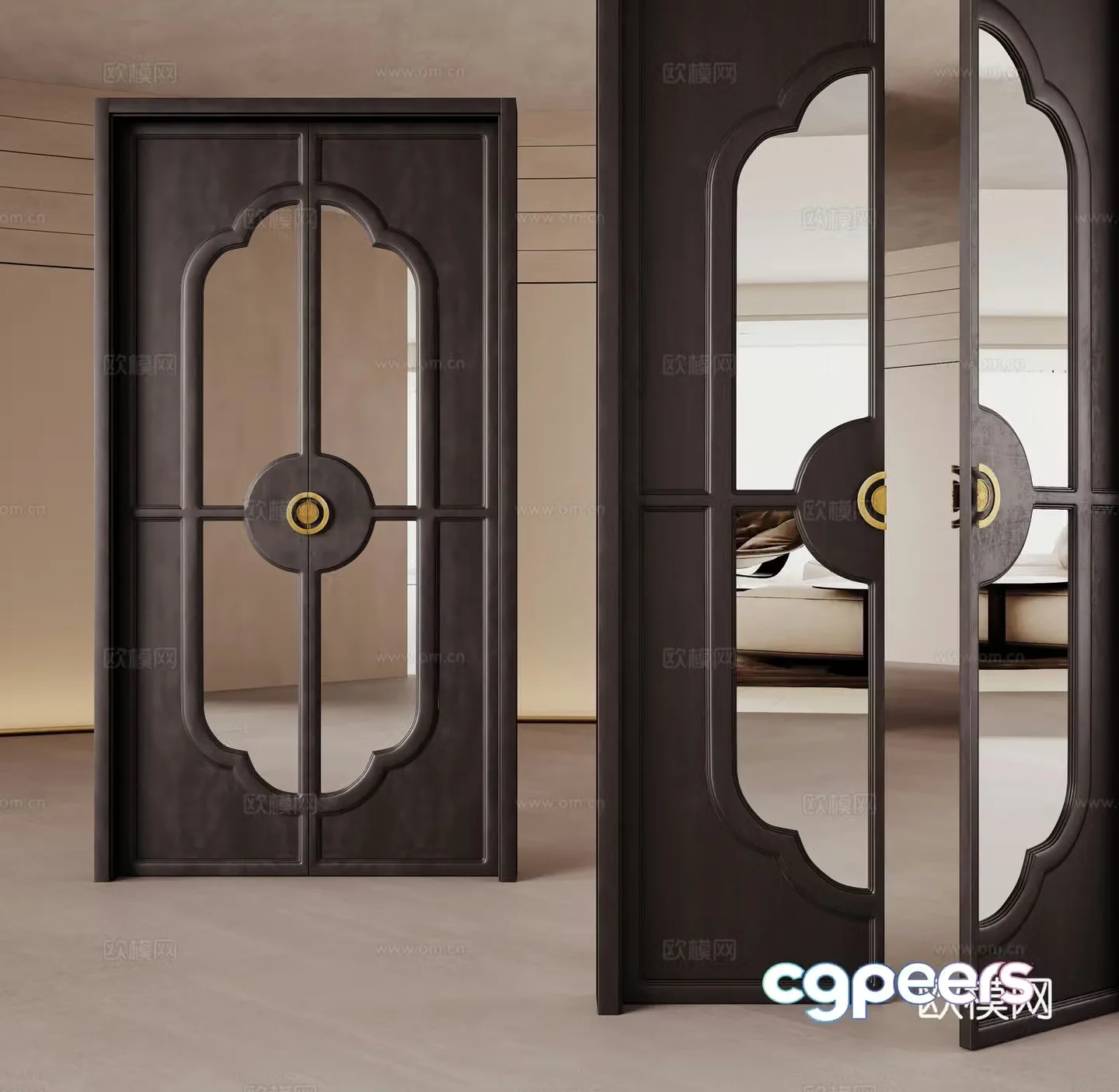 New Chinese style plum blossom door 3D model