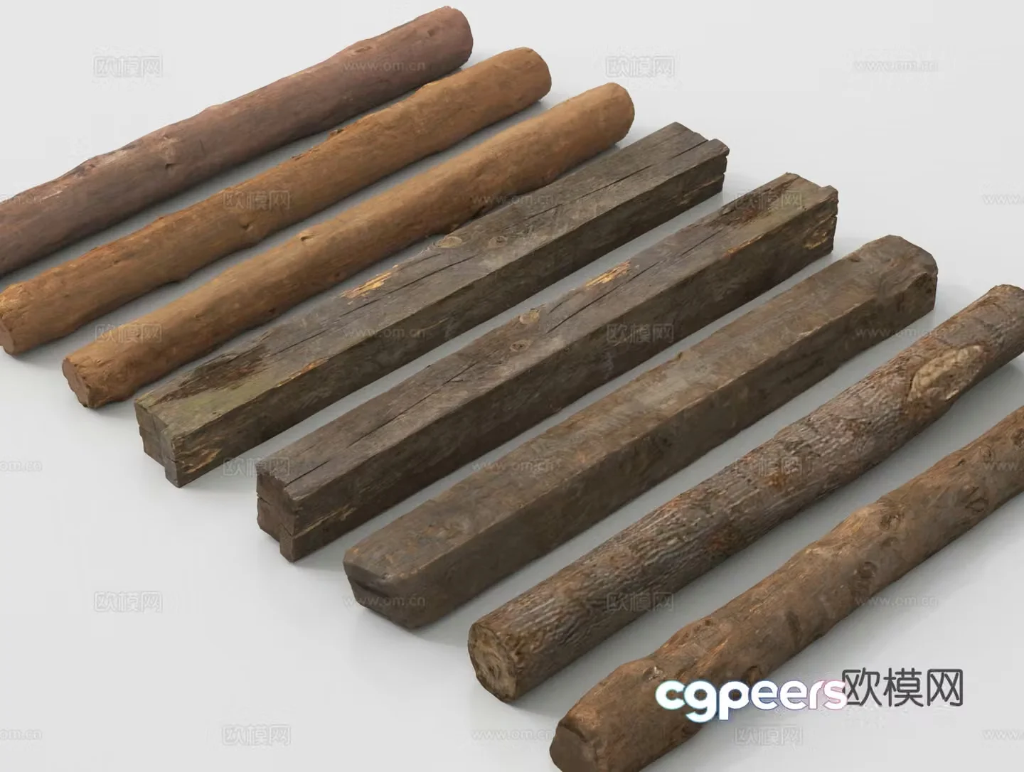 Old wood wooden strips wooden blocks log 3d model