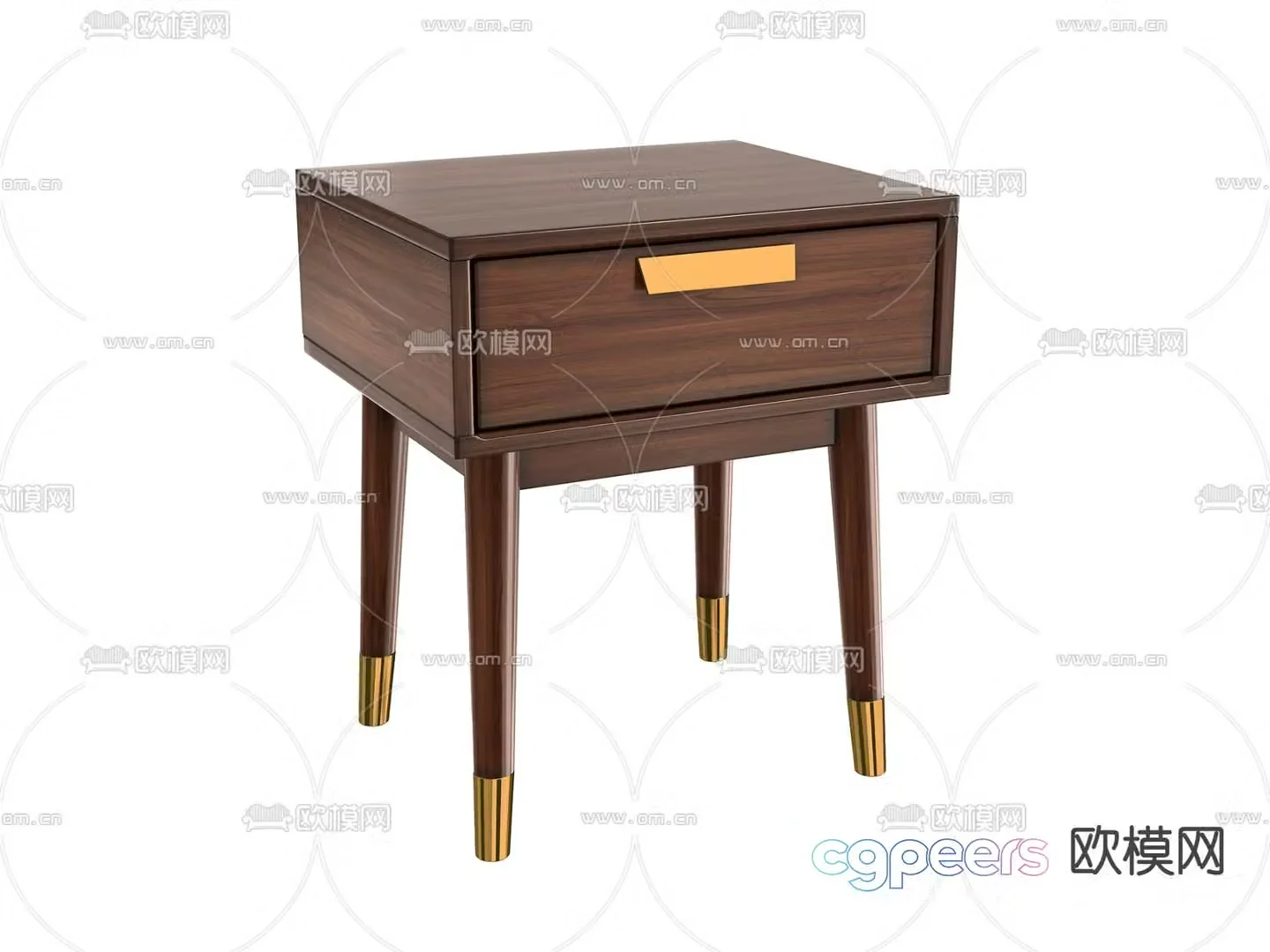 solid wood bedside table 3d model