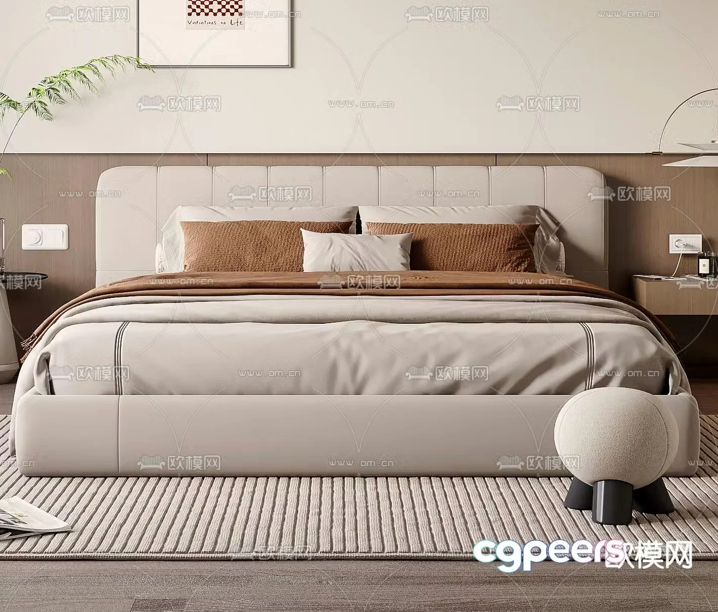 Modern double bed 3d model