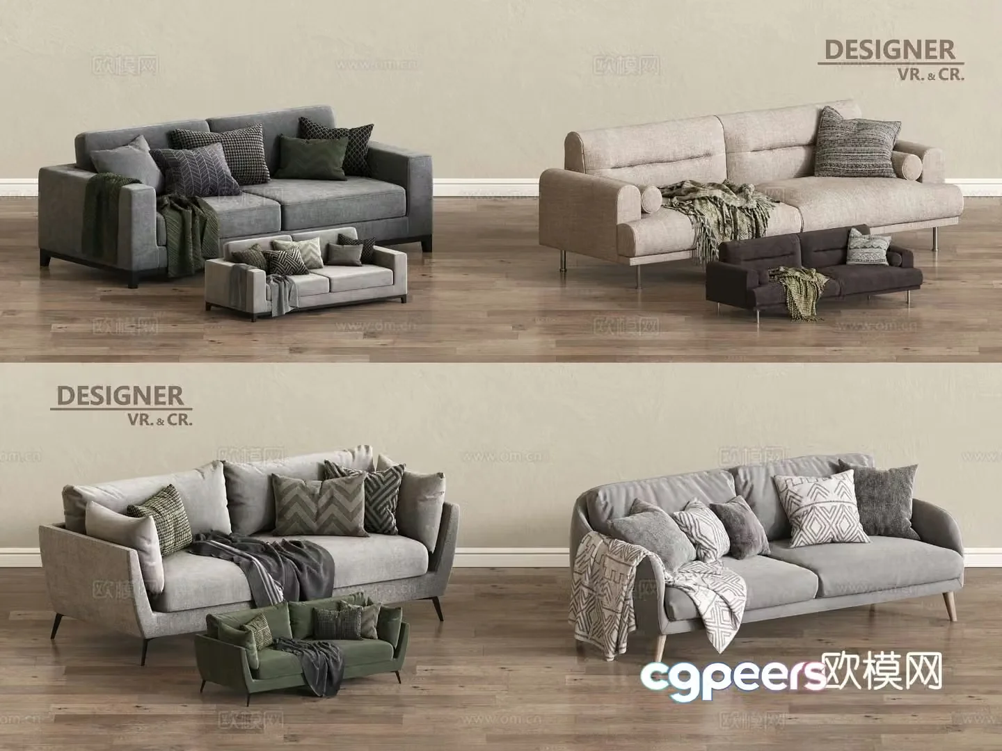 Modern double sofa living room sofa 3d model