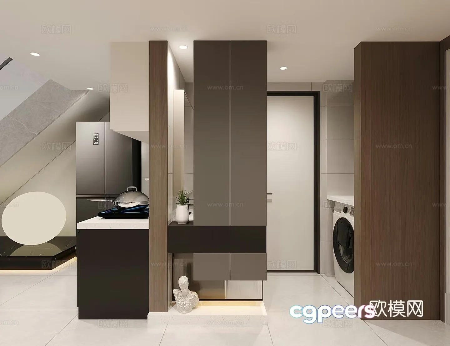 Modern bathroom dry area modeling wall 3D model
