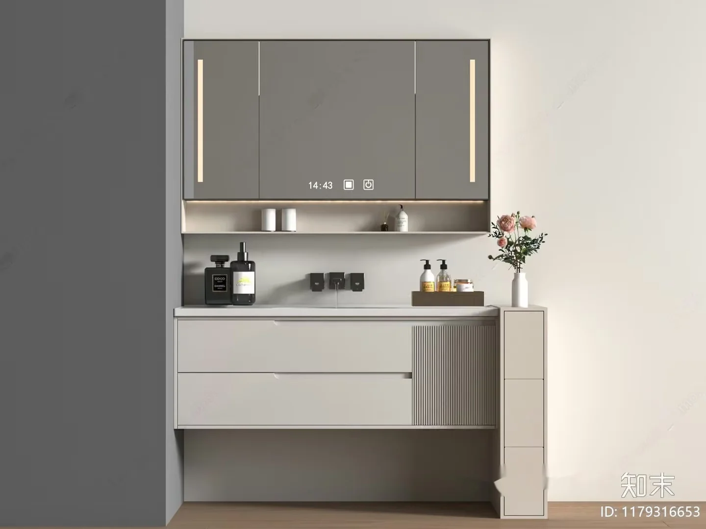 A Modern Bathroom Vanity With A Sink 3D Model – 8296 – VRAY Render