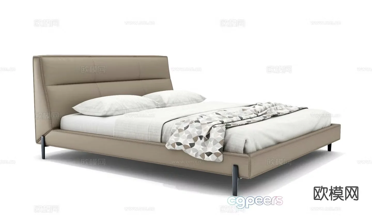 Modern double bed 3d model