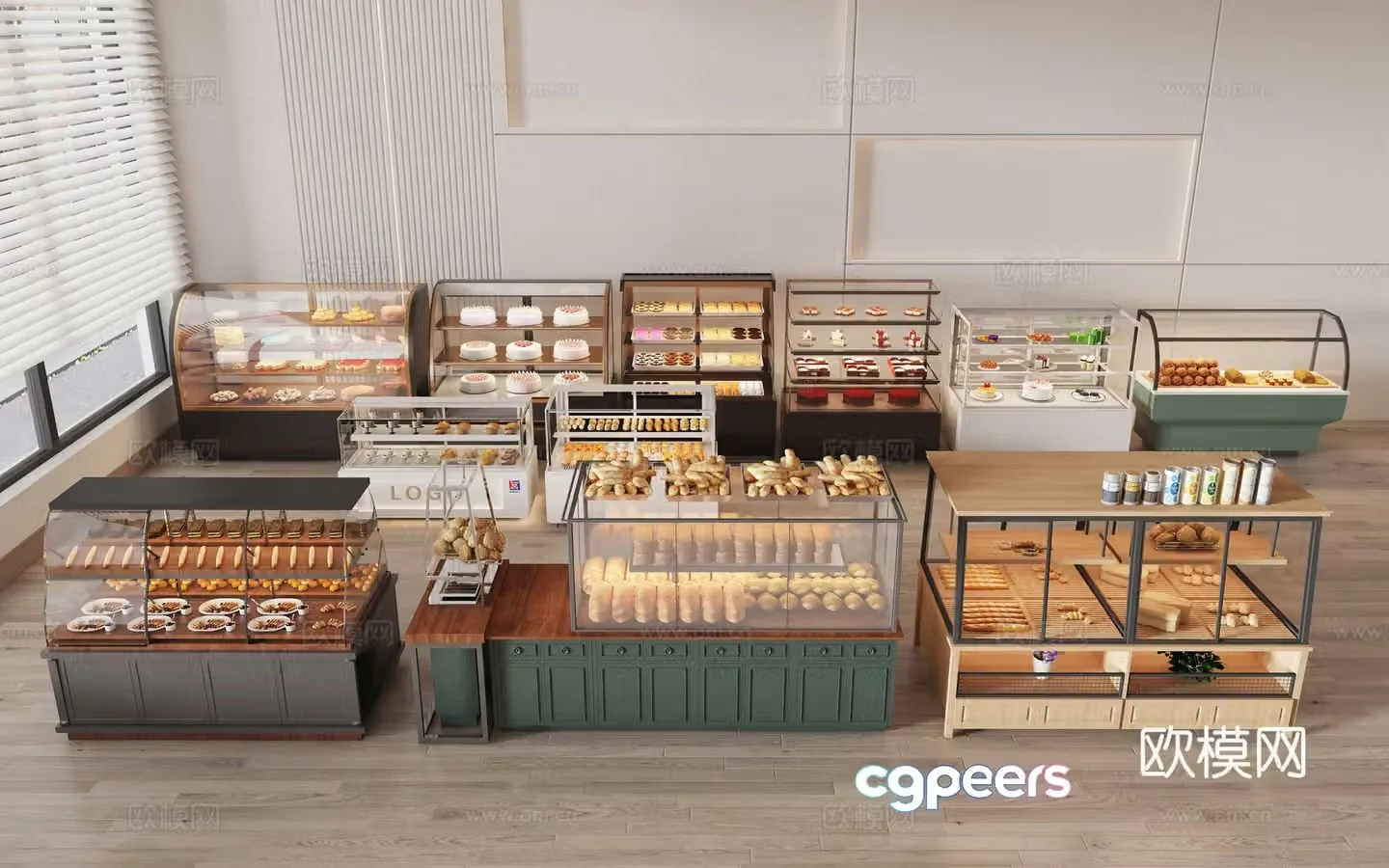 Dessert cake bakery bread cake display cabinet bakery store shelves dessert cake display rack 3d model