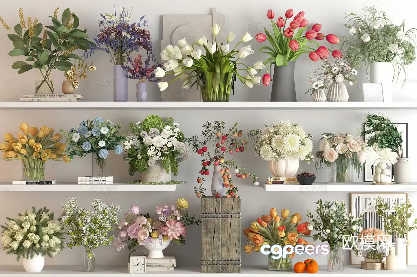Modern vase floral ornament combination 3d model