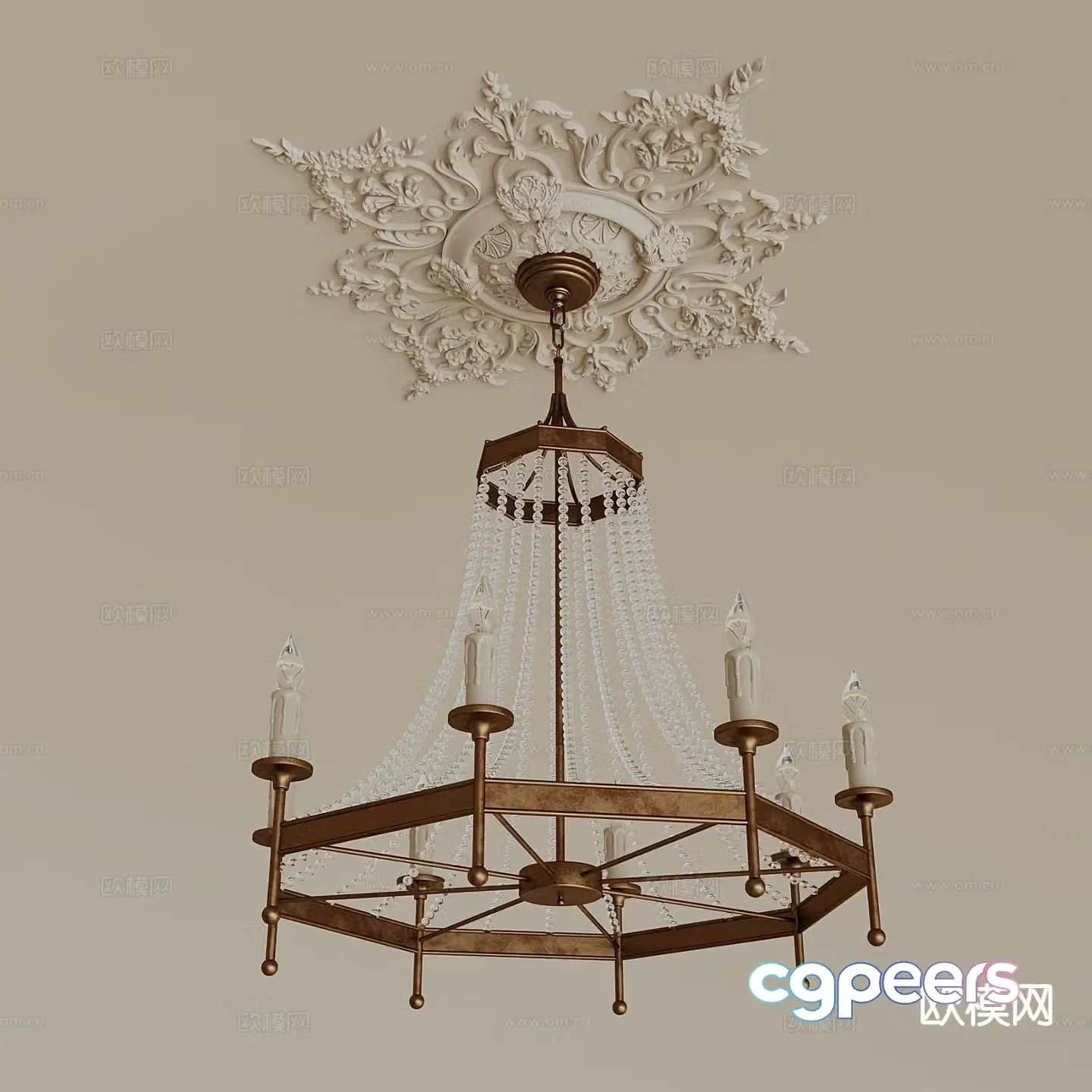 American multi-head chandelier 3d model