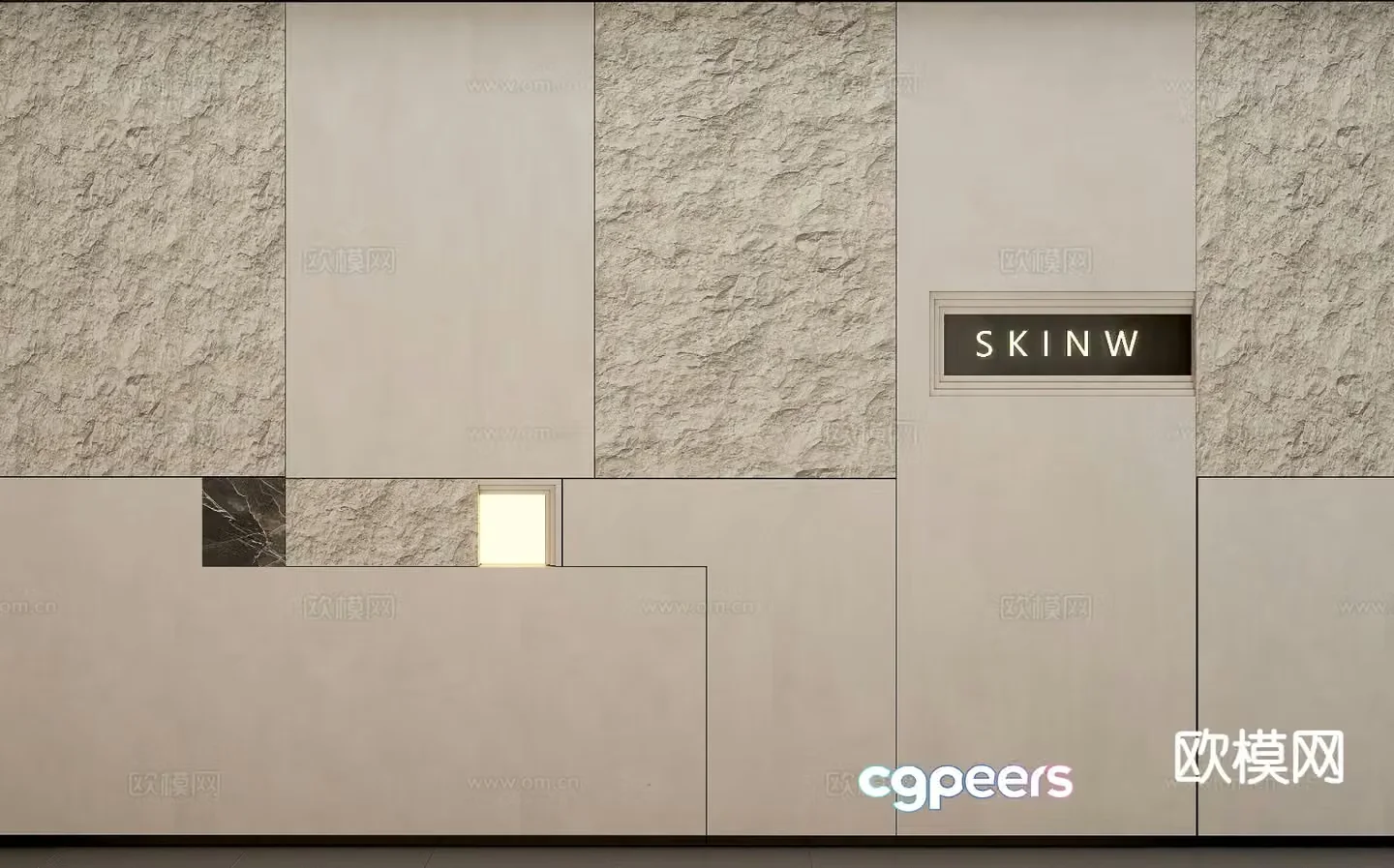 Modern background wall Image wall Stone background wall 3d model