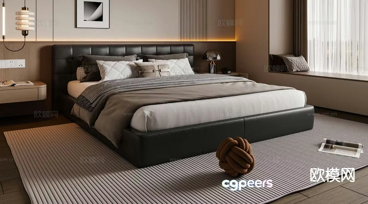 Italian double bed 3d model