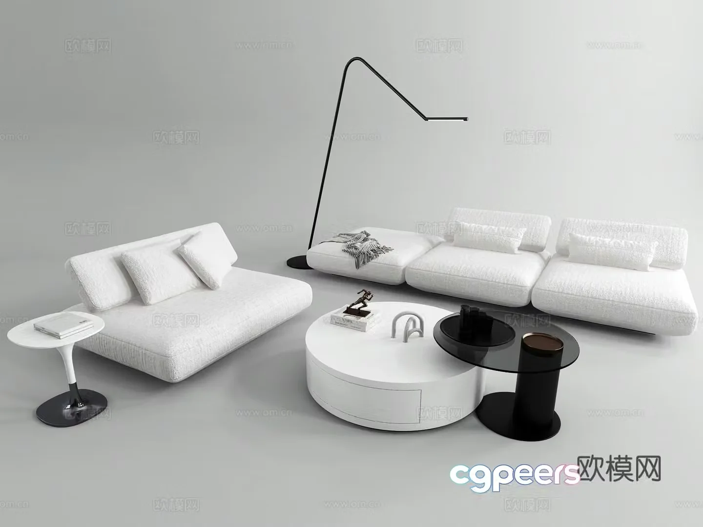 Modern minimalist sofa coffee table 3d model