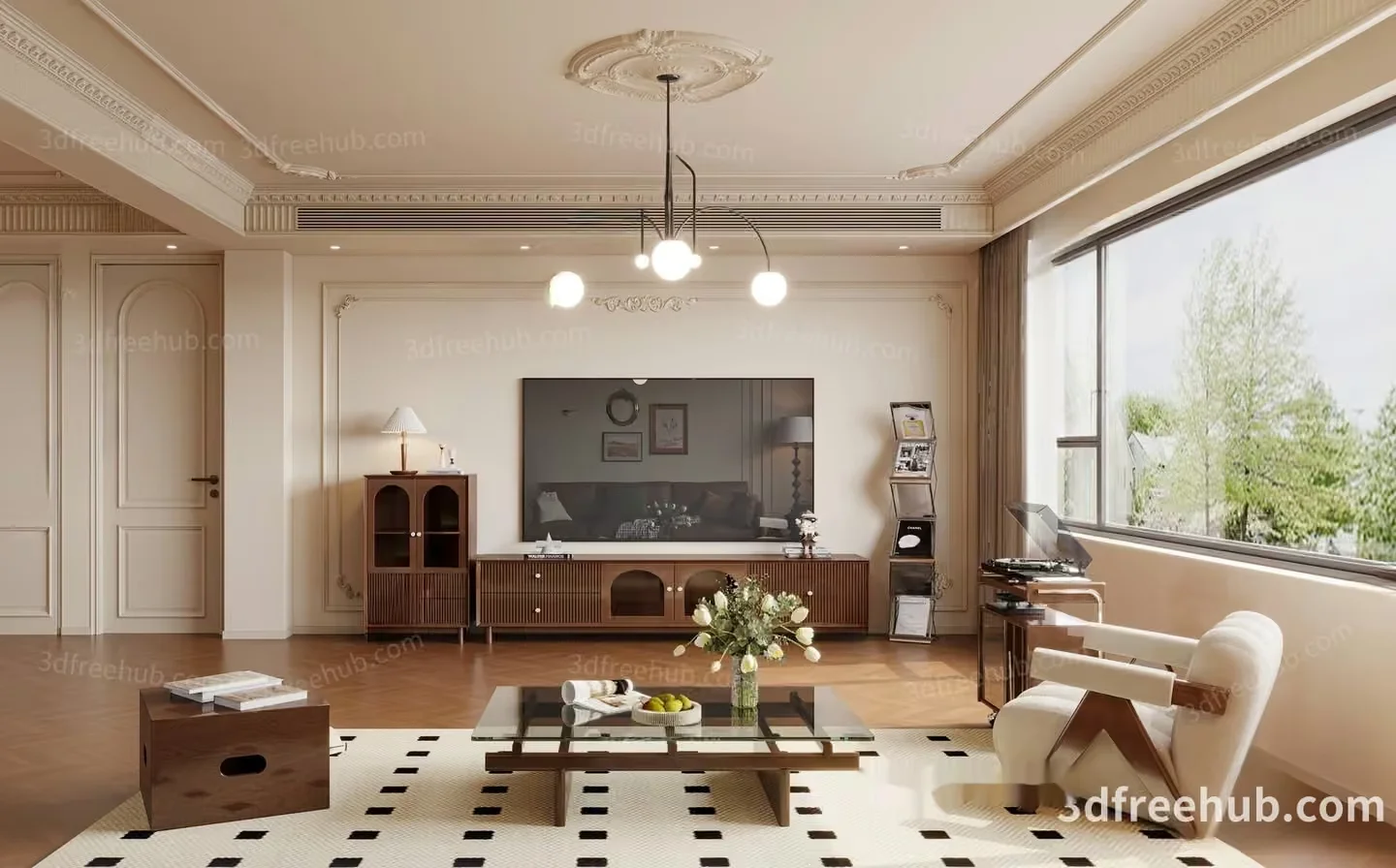 Modern Living Room 3D Model – 18534 – VRAY Render
