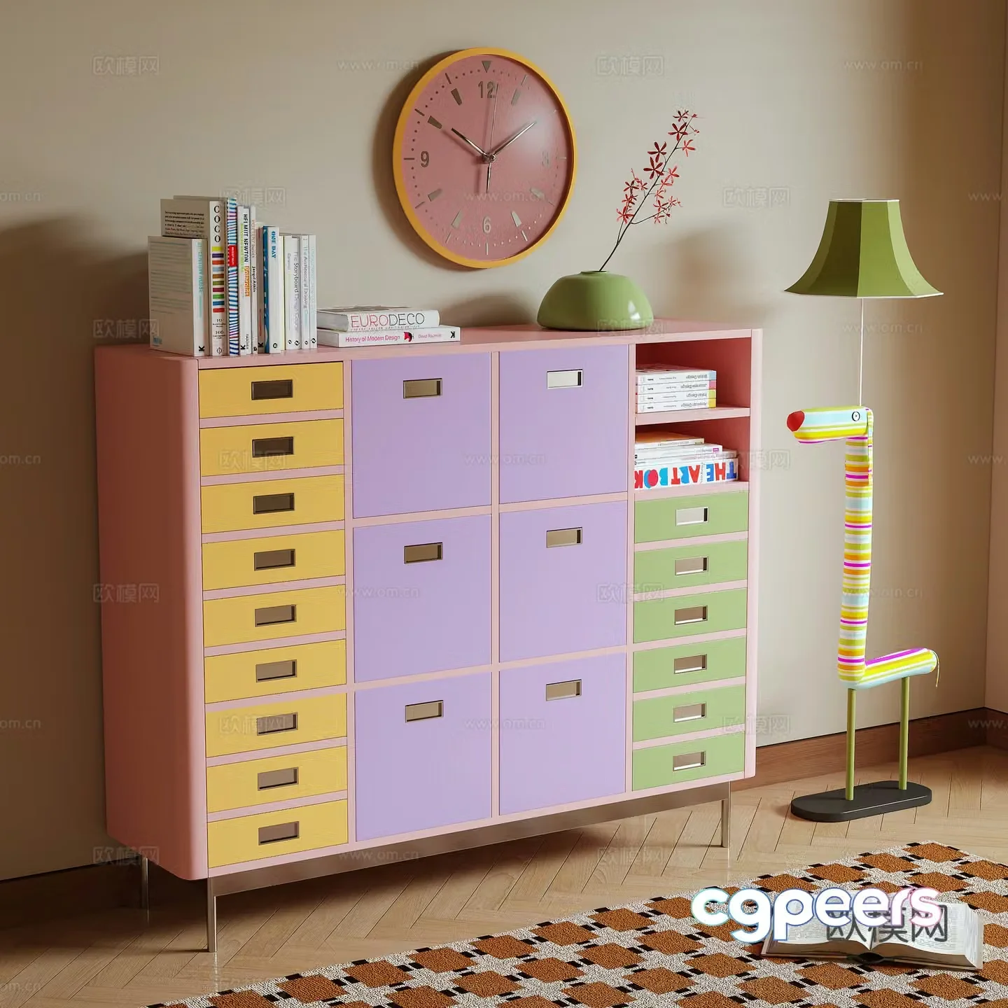 Modern storage cabinet dopamine Memphis 3d model