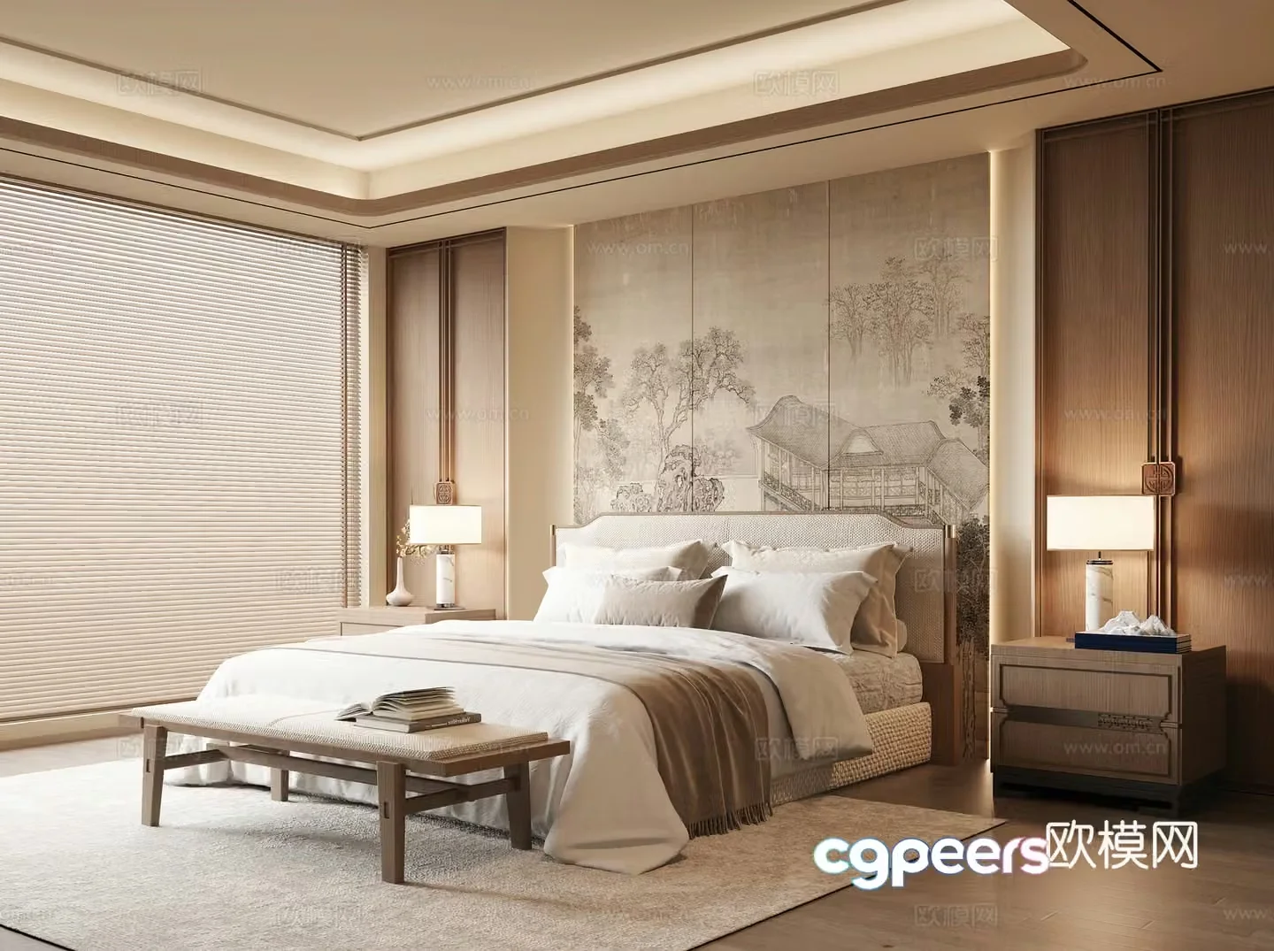 New Chinese bedroom 3D model