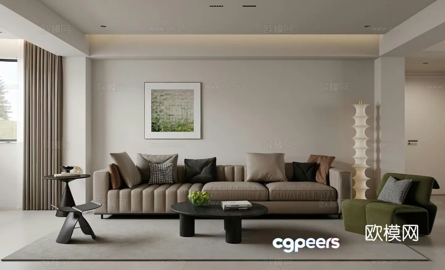 Modern living room Combination sofa Floor lamp Leisure chair Modern living and dining room Simple stool 3d model